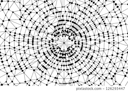 Technology abstract background. Dots connected by lines. Minimalist mesh backdrop. Abstract polygonal radial shape. Plexus circles. 126293447