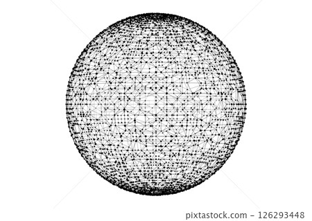 Technology abstract shape. Dots connected by lines. Minimalist mesh sphere. Abstract polygonal shape. Technology abstract shape. Dots connected by lines. Minimalist mesh sphere. Abstract polygonal shape. 126293448