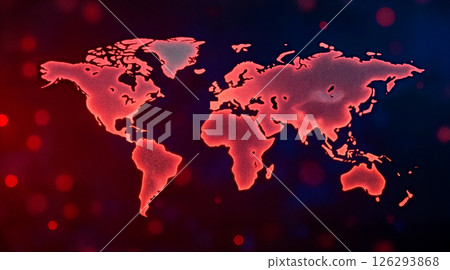Global Network: A luminous network of interconnected people, linked through a world map 126293868