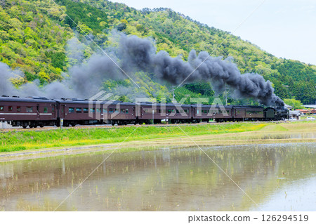 山口縣山口市初夏的長島峽和SL山口D51的風景 山口縣山口市初夏的長島峽和SL山口D51的風景 126294519