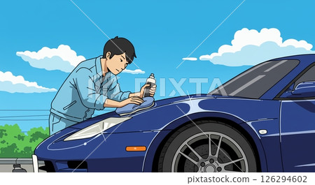 拋光你的汽車：跑車和男人 126294602