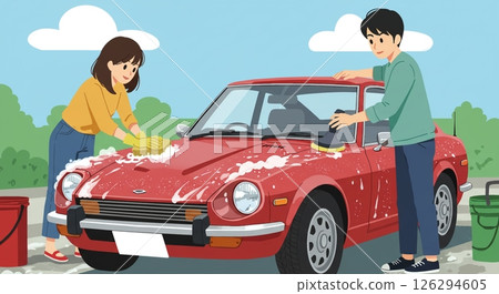 拋光經典汽車：夫妻合作 126294605