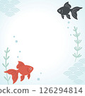 酷炫的金魚和水生植物日式插畫背景 126294814