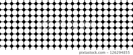 Tile pattern with hexagon and square shapes. Mosaic floor or wall texture in retro style. Cafe or restaurant interior decoration ornament. Black and white geometric print. Vector graphic illustration Tile pattern with hexagon and square shapes. Mosaic floor or wall texture in retro style. Cafe or restaurant interior decoration ornament. Black and white geometric print. Vector graphic illustration 126294855