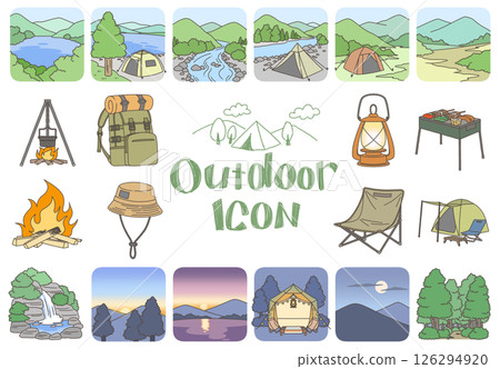 戶外露營插圖，圖示集 126294920