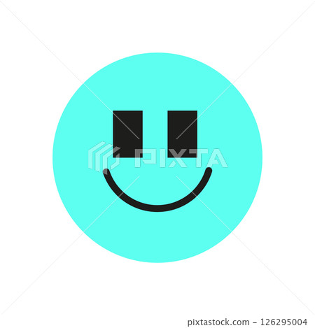 Y2K smile emoji shape. Retro happy icon with a modern shape. Abstract design, flat aesthetic, perfect for decoration or trendy collections. 126295004