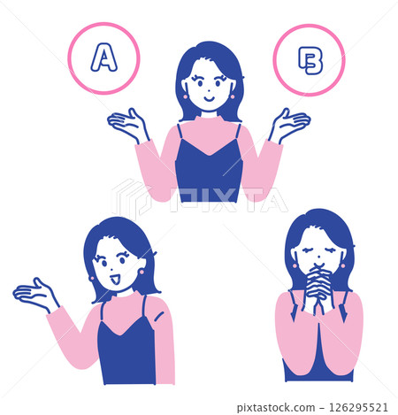 Illustration material of a woman in various poses Illustration material of a woman in various poses 126295521