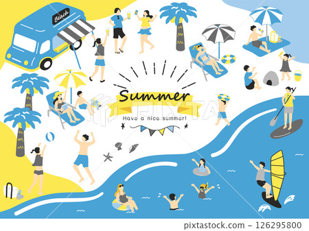 People enjoying the summer sea People enjoying the summer sea 126295800