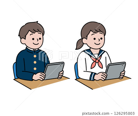 高中生在平板電腦上學習 126295803