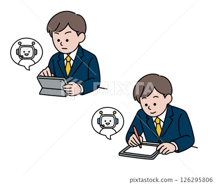 High school student studying on a tablet 126295806