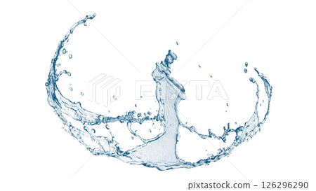 Abstract blue waves and splashes 3d illustration 126296290