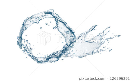 抽象藍色波浪和飛濺 3d 插圖 126296291