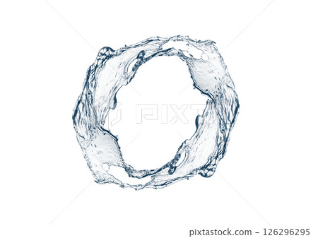 Abstract blue waves and splashes 3d illustration 126296295