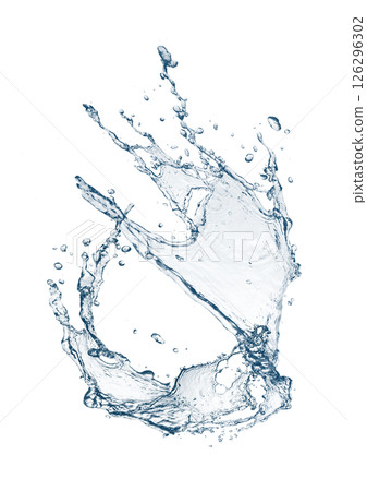 Abstract blue waves and splashes 3d illustration 126296302