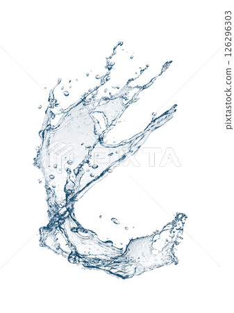 Abstract blue waves and splashes 3d illustration 126296303