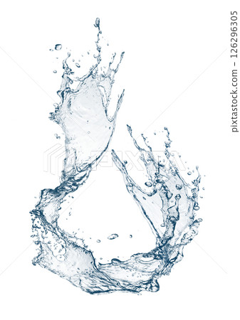 Abstract blue waves and splashes 3d illustration 126296305