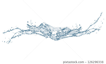 Abstract blue waves and splashes 3d illustration 126296338
