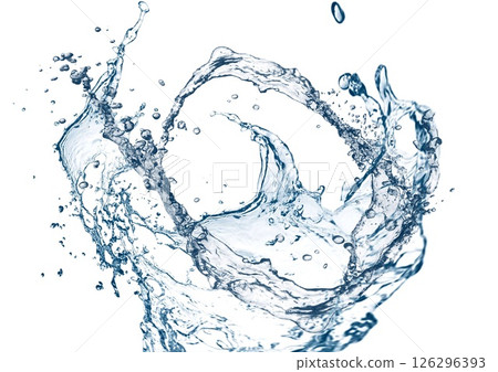 3d illustration of abstract blue waves and splashes on white background 126296393
