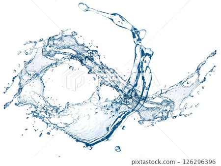 3d illustration of abstract blue waves and splashes on white background 3d illustration of abstract blue waves and splashes on white background 126296396