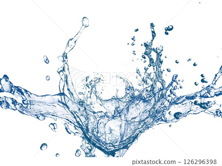 3d illustration of abstract blue waves and splashes on white background 3d illustration of abstract blue waves and splashes on white background 126296398