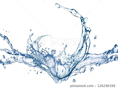 3d illustration of abstract blue waves and splashes on white background 3d illustration of abstract blue waves and splashes on white background 126296399
