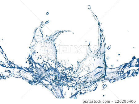 3d illustration of abstract blue waves and splashes on white background 126296400