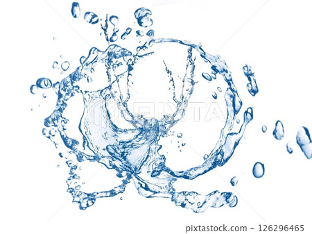 3d illustration of abstract blue waves and splashes on white background 126296465
