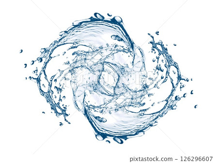 3d illustration of abstract blue waves and splashes on white background 3d illustration of abstract blue waves and splashes on white background 126296607