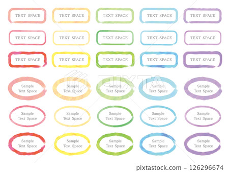 一組三個水彩風格的矩形和三個橢圓形，五種顏色 126296674