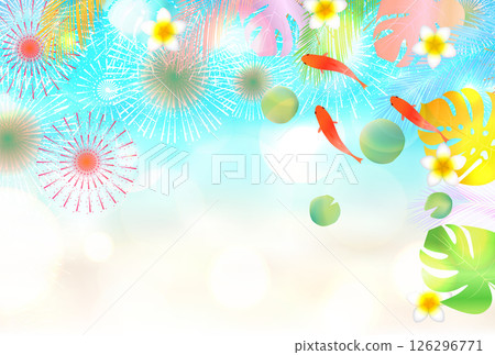 金魚煙火夏日風景背景 126296771