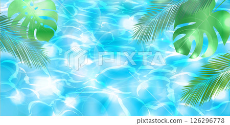藍色波浪夏季風景背景 126296778