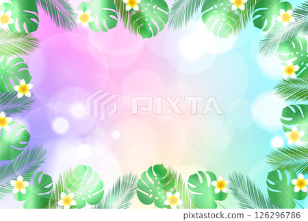 棕櫚雞蛋花夏季風景背景 126296786