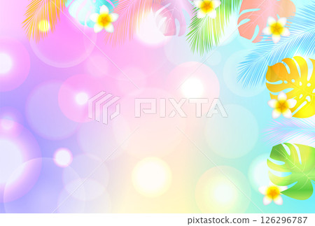 棕櫚雞蛋花夏季風景背景 126296787