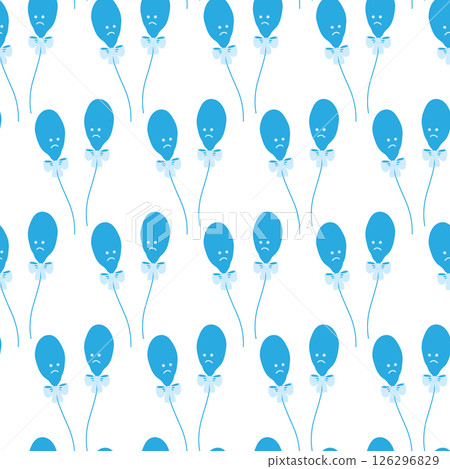 Two deflated Blue Balloons with tied ribbon bow rope Seamless Pattern Blue Monday mood symbolizing Two deflated Blue Balloons with tied ribbon bow rope Seamless Pattern Blue Monday mood symbolizing 126296829