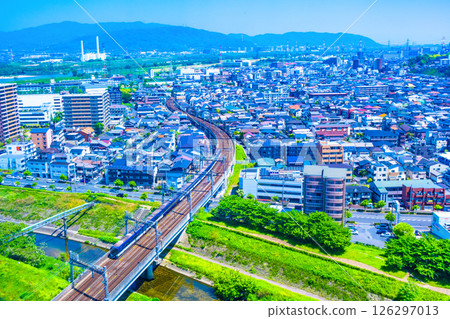 Hirakata cityscape and Keihan Electric Railway Hirakata cityscape and Keihan Electric Railway 126297013