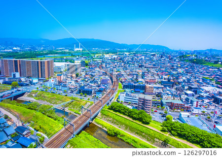 Hirakata cityscape and Keihan Electric Railway Hirakata cityscape and Keihan Electric Railway 126297016