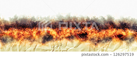 燒焦和燃燒的舊紙的 3D 插圖背景 126297519