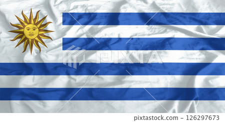 Uruguay Flag Wind Waving Close Up Uruguay Flag Wind Waving Close Up 126297673