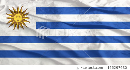 Uruguay Flag Wind Waving Close Up 126297680