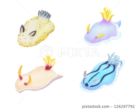 彩色海蛞蝓水彩插圖集 彩色海蛞蝓水彩插圖集 126297792