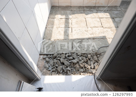 Tile and concrete floor reconstruction. 126297993