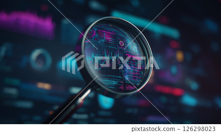 分析數字資料的放大鏡和資訊圖表 126298023