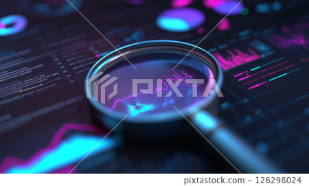 分析數字資料的放大鏡和資訊圖表 126298024