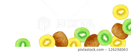 獼猴桃果實背景框架水平水彩插圖 126298063