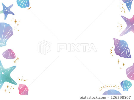 水彩貝殼插圖框架 水彩貝殼插圖框架 126298507