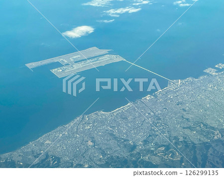 Kansai Airport seen from inside the plane flying to Haneda Airport Kansai Airport seen from inside the plane flying to Haneda Airport 126299135