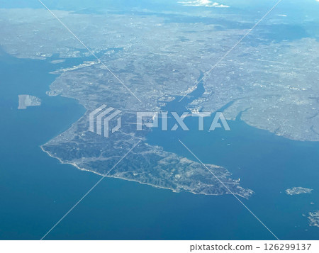 Chita Peninsula as seen from an airplane flying to Haneda Airport Chita Peninsula as seen from an airplane flying to Haneda Airport 126299137