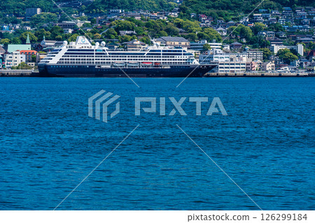 Passenger ship arriving at Nagasaki Port (Azamara Pursuit) from the opposite shore [Nagasaki City] 126299184