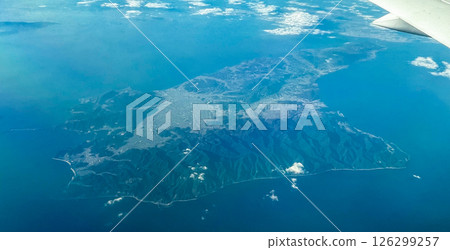 Awaji Island as seen from an airplane flying to Haneda Airport 126299257