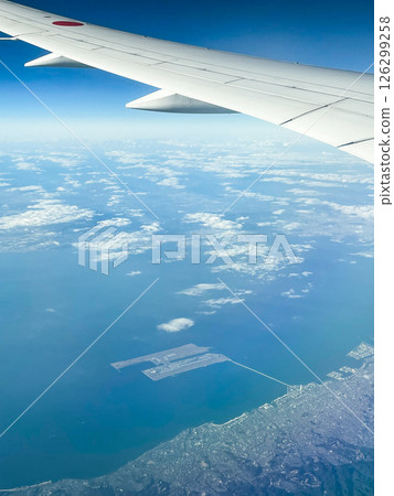 Kansai Airport seen from inside the plane flying to Haneda Airport 126299258